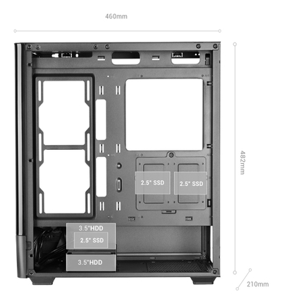 Kase gaming Mars Gaming MC-LCDPRO, ATX, ekran IPS LCD 7.2", xham i fortë i zi
