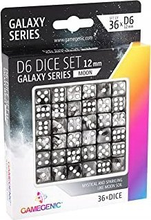 Set zare Gamegenic Galaxy Series D6 Moon, 12mm, 36 copë, shumëngjyrësh