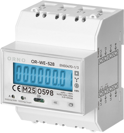 Matës energjie trefazor 100A, MID, 4 module, për shinë DIN TH-35mm