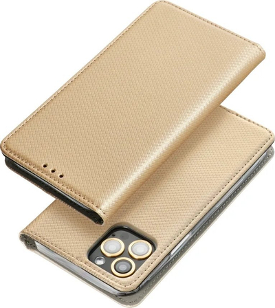 Kollfë telefoni Smart Case Book për Samsung M34, me magnet, me vend për karta, ngjyrë gold