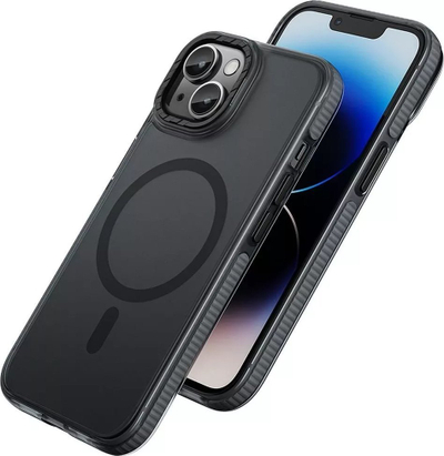 Mbrojtëse telefoni Hoco AS2 për iPhone 15 Plus, me MagSafe, plastike matte, e zezë