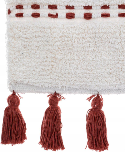 Tapet banjoje 5five POMPOM, 75x50cm, pambuk, e bardhë me të kuqe