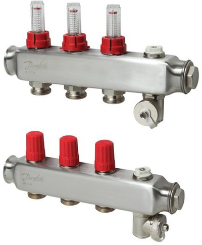 Manifold ngrohje Danfoss SSM 088U0759, 9+9 qarqe, çelik inox
