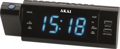 Радио будилник Akai ACR-3888, со проектор, црн