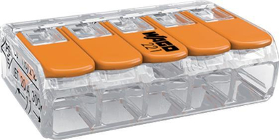 Lidhës elektrik Wago 221-415, 5 pole, 0.5-4.0 mm², portokalli