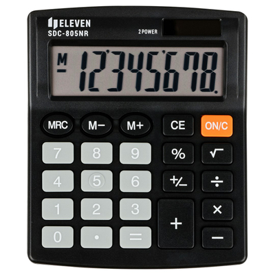 Kalkulator tavoline Eleven Eleven SDC805NR, 8 shifra, furnizim i dyfishtë, i zi