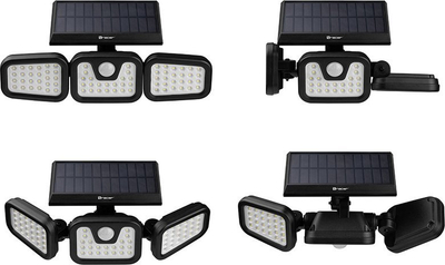 Reflektor solar LED Tracer Saturn, sensor lëvizjeje, 1600 mAh, i zi