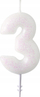 Qiri dekorativ për tortë Number Candle 3 M Shiny, numri 3, me shkëlqim, ngjyrë metalike