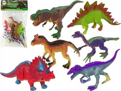 Set figurina dinosaurosh, 6 copë, shumëngjyrëshe