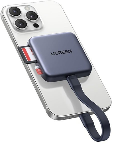 Adapter lexues kartash Ugreen CM898, 3 në 1, USB C, magnetik, gri e errët