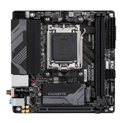 Pllakë amë Gigabyte B650I AX, ITX, AMD AM5, Wi-Fi 6E, e zezë