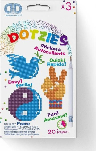 Set ngjitësash dekorativë DIAMOND DOTZ Peace, 3 copë, me diamantë