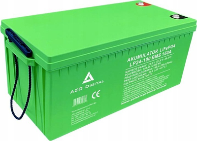 Литиумска батерија LiFePO4 Дигитална 24V 100Ah, 150A, сива