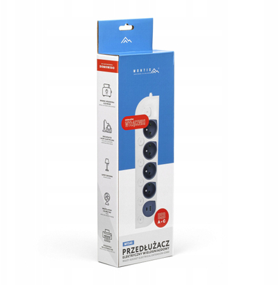 Paralozë multifunksionale MT143, 4 priza, USB A dhe USB C, 1.4m, e bardhë