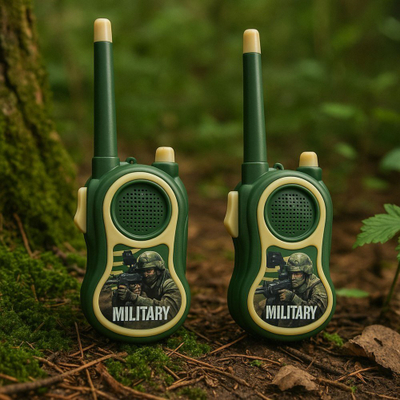 Lodra Walkie Talkie Leantoys Military, set 2 copa, 300 m, jeshile