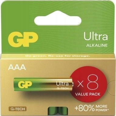 Алкални батерии GP Ultra AAA LR03, 1.5V, пакување 6+2 парчиња