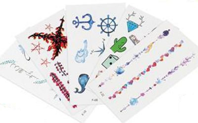 Set kozmetik për kalamaj Set For Making Tattoos, tatuazhe të përkohshme, glitter për thonj, shumëngjyrësh