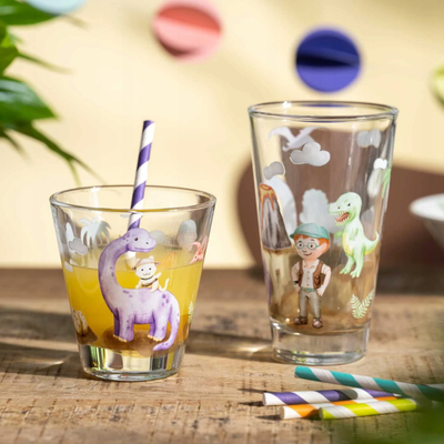 Set enësh për kalamoj Leonardo Bambini Adventure, gotë plastike me kapak, nënstresë silikoni shumëngjyrëshe