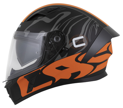 Helmetë moto CASSIDA Orbit Multivers 2026, integrale, black matte portokalli gri bardhë