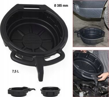 Enë për kullu vaji KS Tools 150.9359, 7.5L, Ø 385mm, e zezë