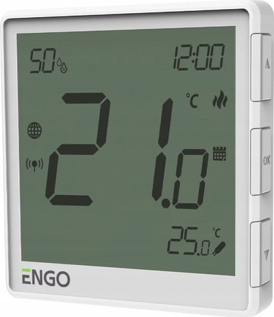 Termostat muri Engo Flush Mounted Temp Controller, Zigbee 230V, me ekran, i bardhë