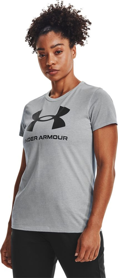 Bluzë sportive Under Armour Live Sportstyle Graphic, me mëngë të shkurtra, për goca, XS, gri e hapur