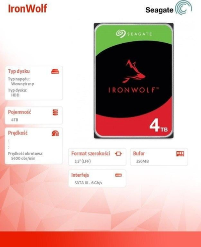Hard Disk Seagate IronWolf ST4000VN006, 3.5", 4TB, SATA III, i zi
