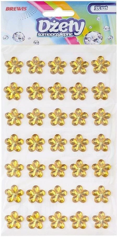 Stikera dekorativë vetëngjitës Golden Flowers, formë lule, 35 copë, ngjyrë ari
