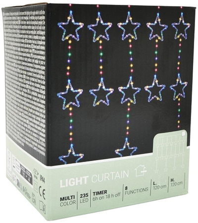 Завеса светилки CHRISTMAS TREE LIGHTS, 235 ЛЕД, 120x120 см, повеќебојна