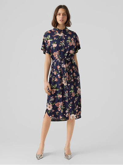 Fustan VERO MODA VMBUMPY, prerje e rregullt, i kaltër