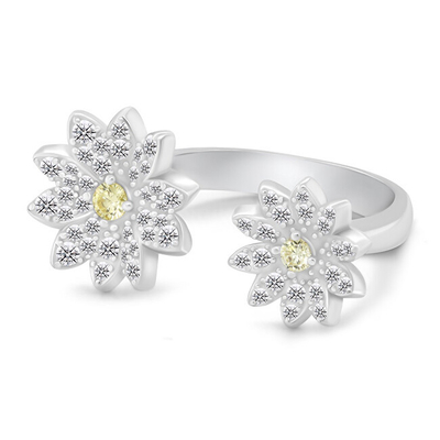 Unazë për femra Brilio Silver Flower RI124W, e argjendtë/transparent