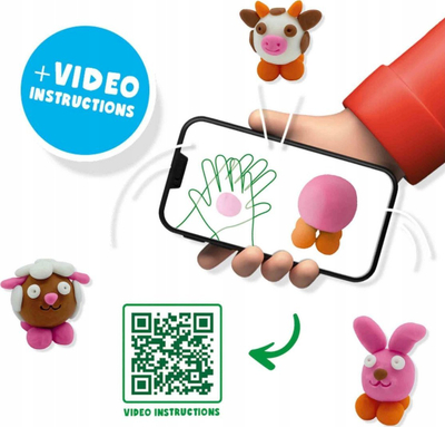 Set brumi loje SES Creative FunDo Dough Farm Animals, 4 boçela, shumëngjyrëshe
