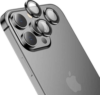 Mbrojtëse lente kamere Hofi Camring Pro+, për iPhone 13 Pro edhe 13 Pro Max, xham me alumini, e zezë
