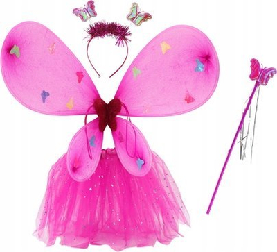 Kostum zanë me krahë fluture Fairy, set 4 pjesë, për kalamaj, rozë