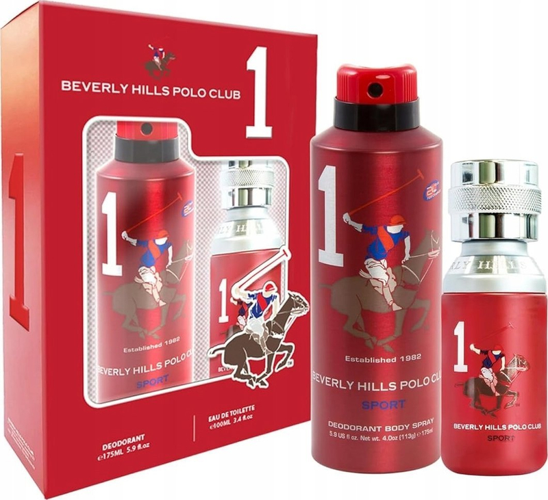 Set dhurate për meshkuj Beverly Hills Polo Club Sport One, EDT 100ml, deodorant 175ml, i kuq
