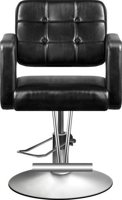 Karrige berberi System Capelli Barber Chair 90-1, me mekanizëm hidraulik, bazë rrethore metalike, e zezë