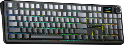 Tastierë gaming AULA F108 Pro, mekanike, pa tela, RGB, me ekran digjital, gri e zezë