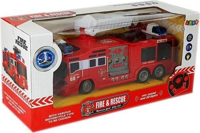 Lodër kamion zjarrfikës me pult LEANToys R / C, 28 cm, i kuq