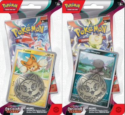 Pako letra Pokémon TCG Scarlet Violet Obsidian Flames Checklane Blister Pawmi, booster pack, kartë promo
