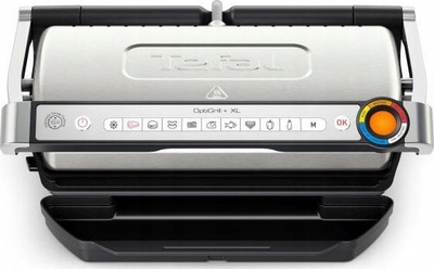 Grill elektrik Tefal Optigrill Plus XL GC728D10, sipërfaqe e madhe pjekjeje, shtresë jo-ngjitëse, gri metalik