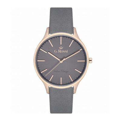 Orë gocash G. Rossi 10317A8-1B3, quartz, rrip lëkure, gri rose gold