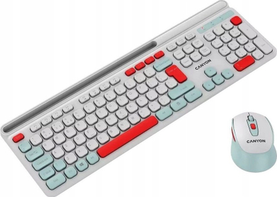 Set tastiere dhe mi CANYON HSET-W5, wireless 2.4 GHz, 105 taste, i bardhë