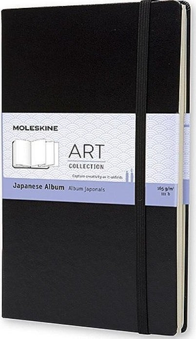 Album japonez Moleskine Large, faqe acordeoni, pa vija, i zi