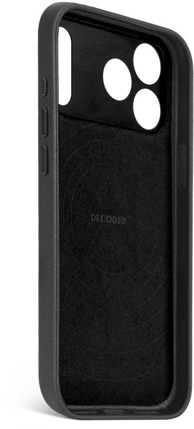 Mbulesë telefoni Decoded Leather Backcover, për iPhone 17 Pro, lëkurë natyrale, MagSafe, e zezë