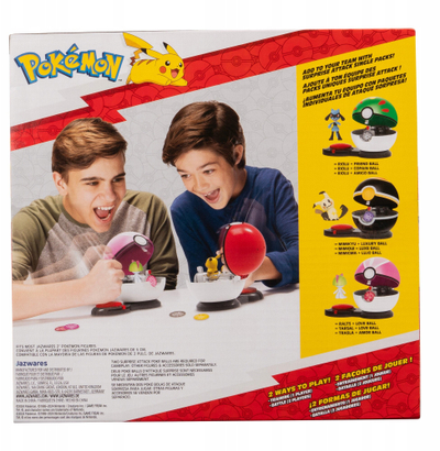 Set loje Jazwares Pokémon Surprise Attack, figurë Ralts 5 cm, PokeBall me disqe sulmi, shumëngjyrëshe