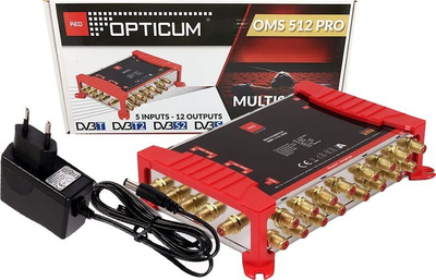 Multiswitch satelitor Opticum OMS 512 PRO, 5 në 12, me furnizim me rrymë