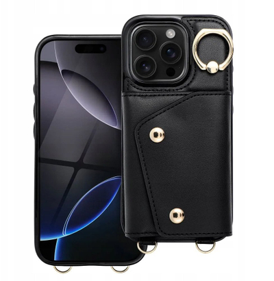 Këllëf portofol OEM Wonder për iPhone 13, me rrip, i zi