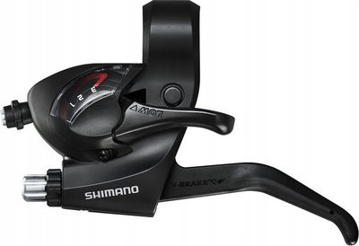 Levë frenash dhe marshe biçiklete Shimano ST EF41 L Ez Fire Plus, 3 shpejtësi, për timon të drejtë, e zezë