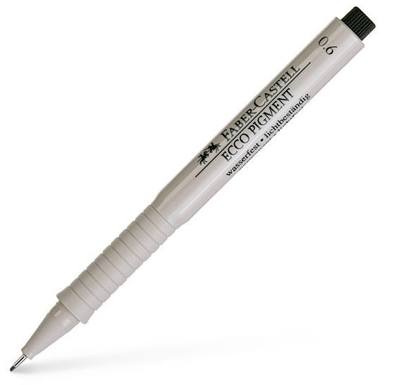 Stilolaps fineliner Faber-Castell Ecco Pigment 0.6mm, rezistent ndaj ujit, ngjyrë e zezë