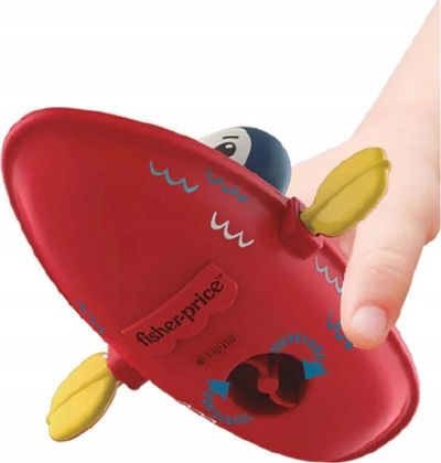 Lodër për banjo Fisher-Price Wind Up Bath Boat, me pinguin, 12m+, e kuqe